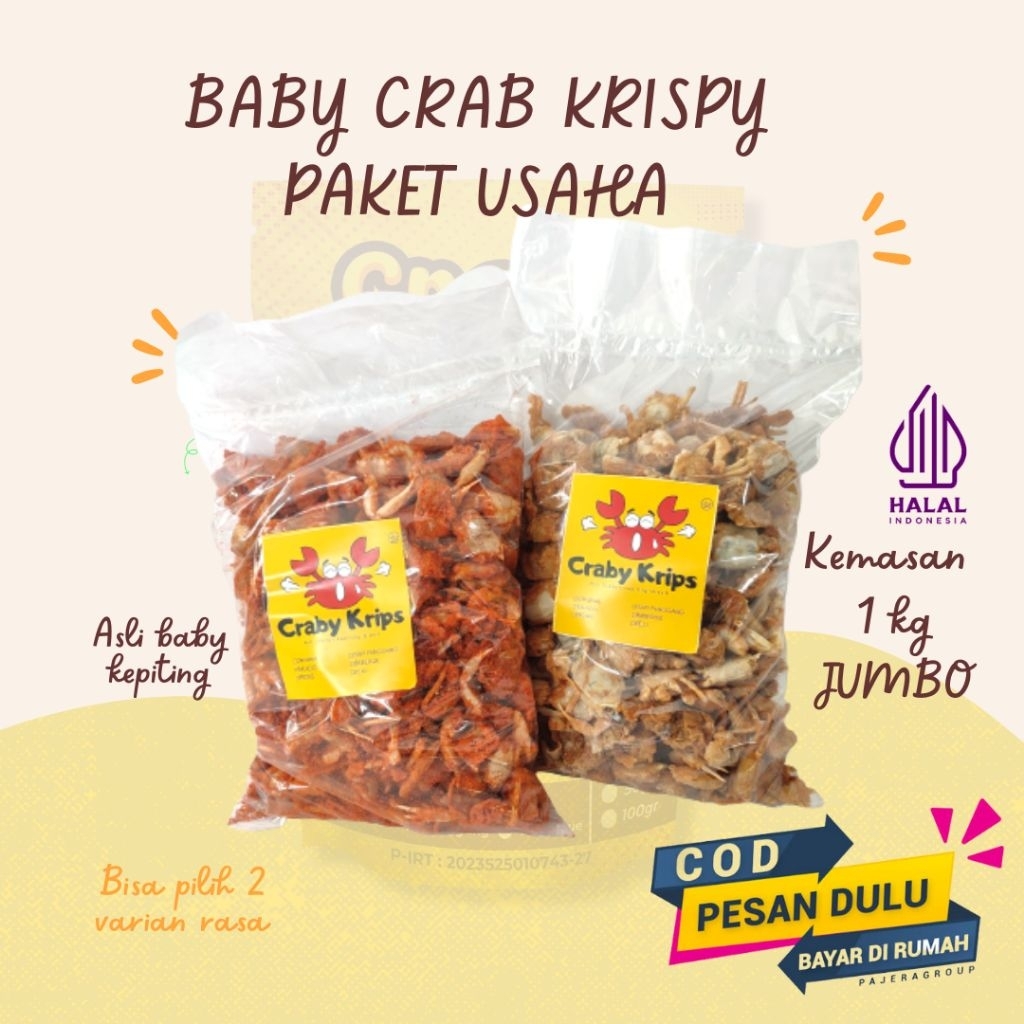 BABY CRAB KRISPY KEMASA 1 KG HALAL PIRT BY CRABY KRIPS