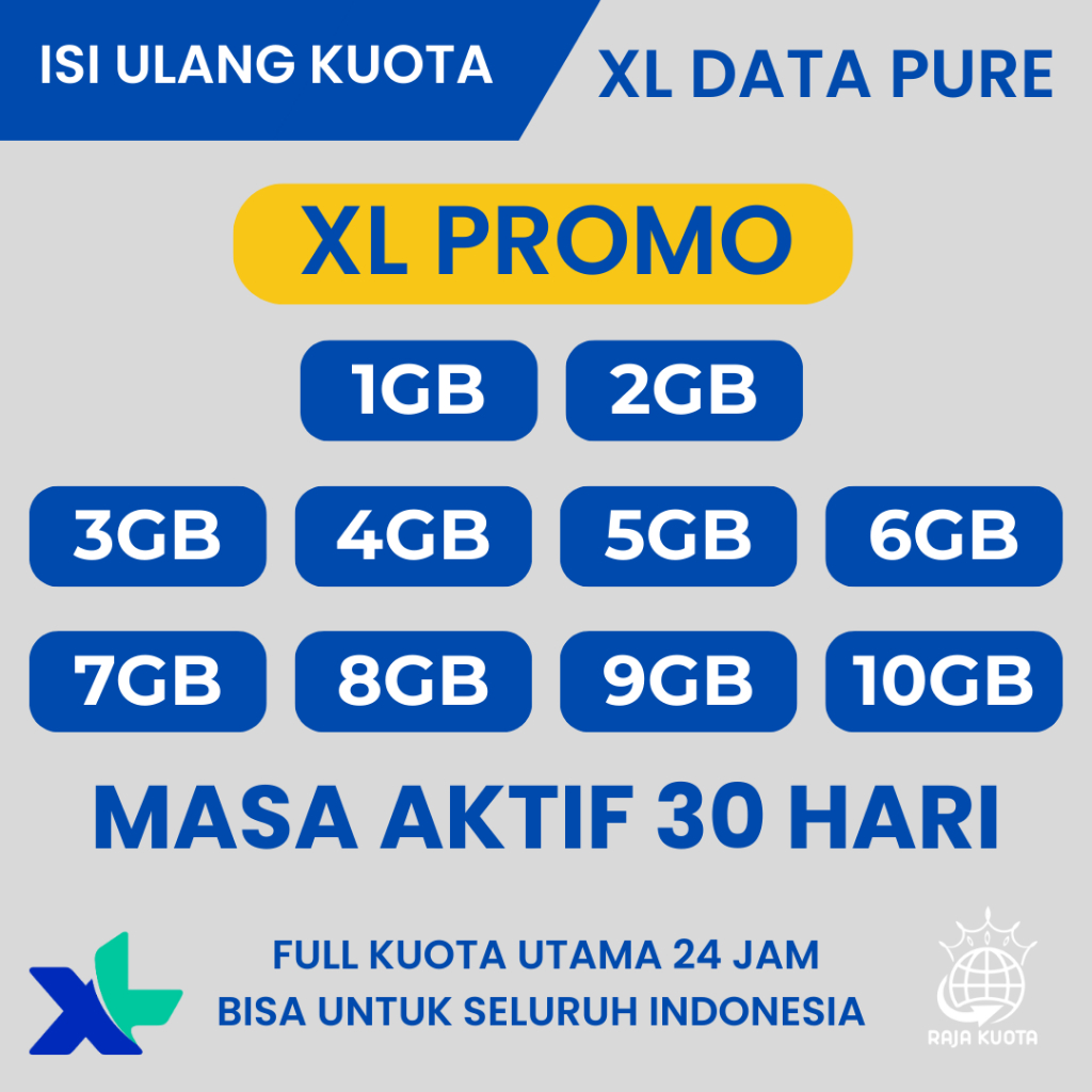 XL Paket Data Internet Pure - Kuota XL  24 Jam Masa Aktif 30 Hari