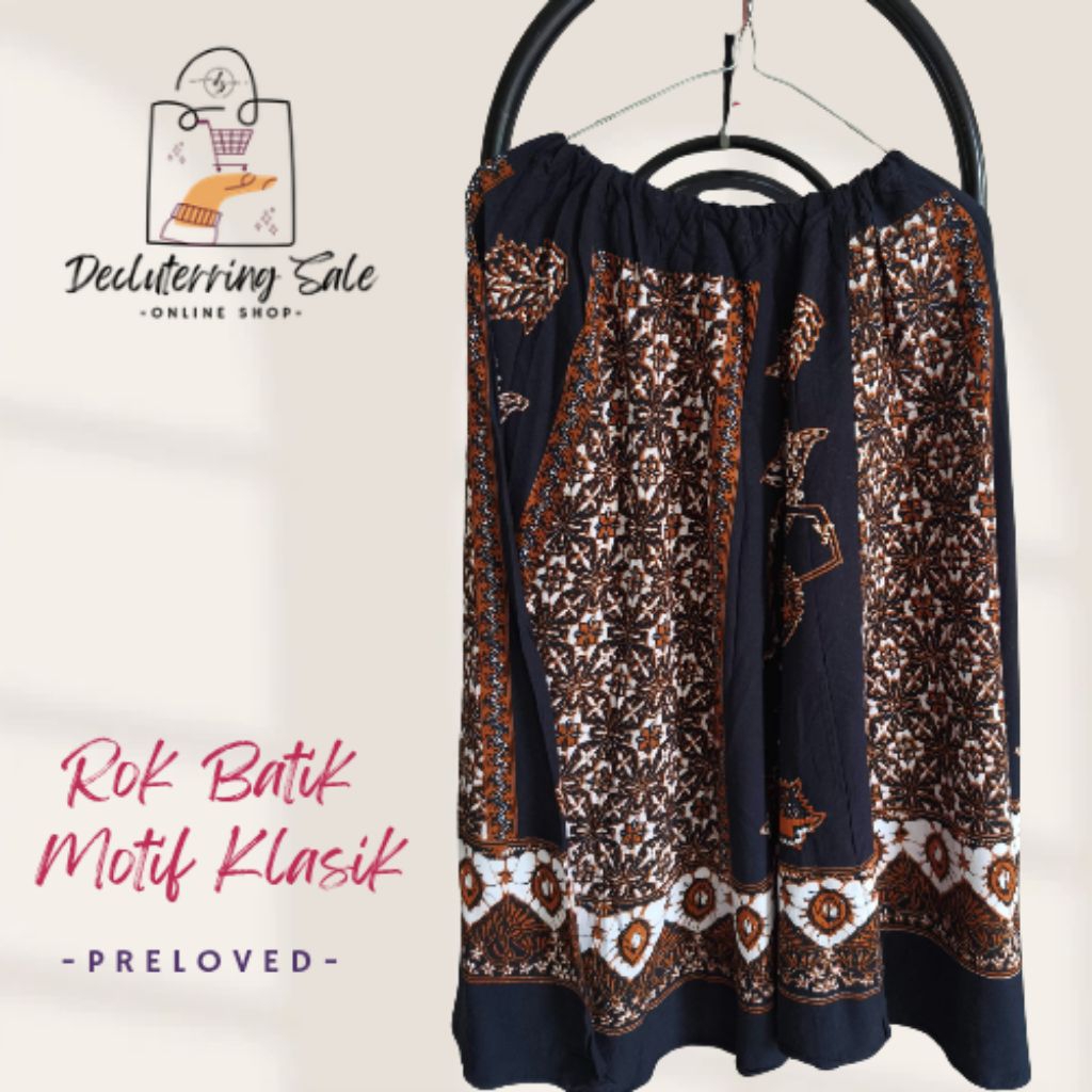 Rok Batik Panjang Wanita Size L | Rok Batik Motif Klasik | Rok Batik Pinggang Karet