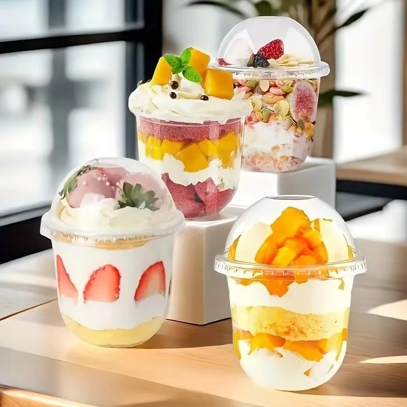 250 360Ml 50Pcs Cup Kue Plastik Cake Bulat Tebal Dessert Mini Puding Lucu Perlengkapan Gudang