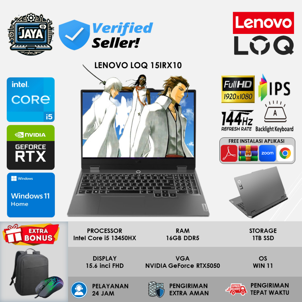 Lenovo LOQ 15IRX10 QCID Core i5 13450HX RTX5050 16GB SSD 512GB 15.6" FHD IPS Windows 11 Home