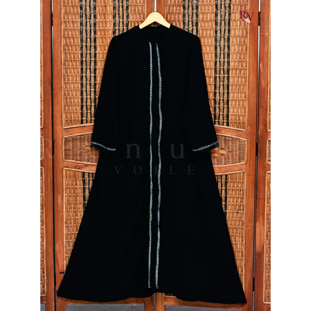 RANUMI - Zariya Abaya Bahan Saudi Jetblack Premium | Gamis Abaya Hitam Bahan Jetblack