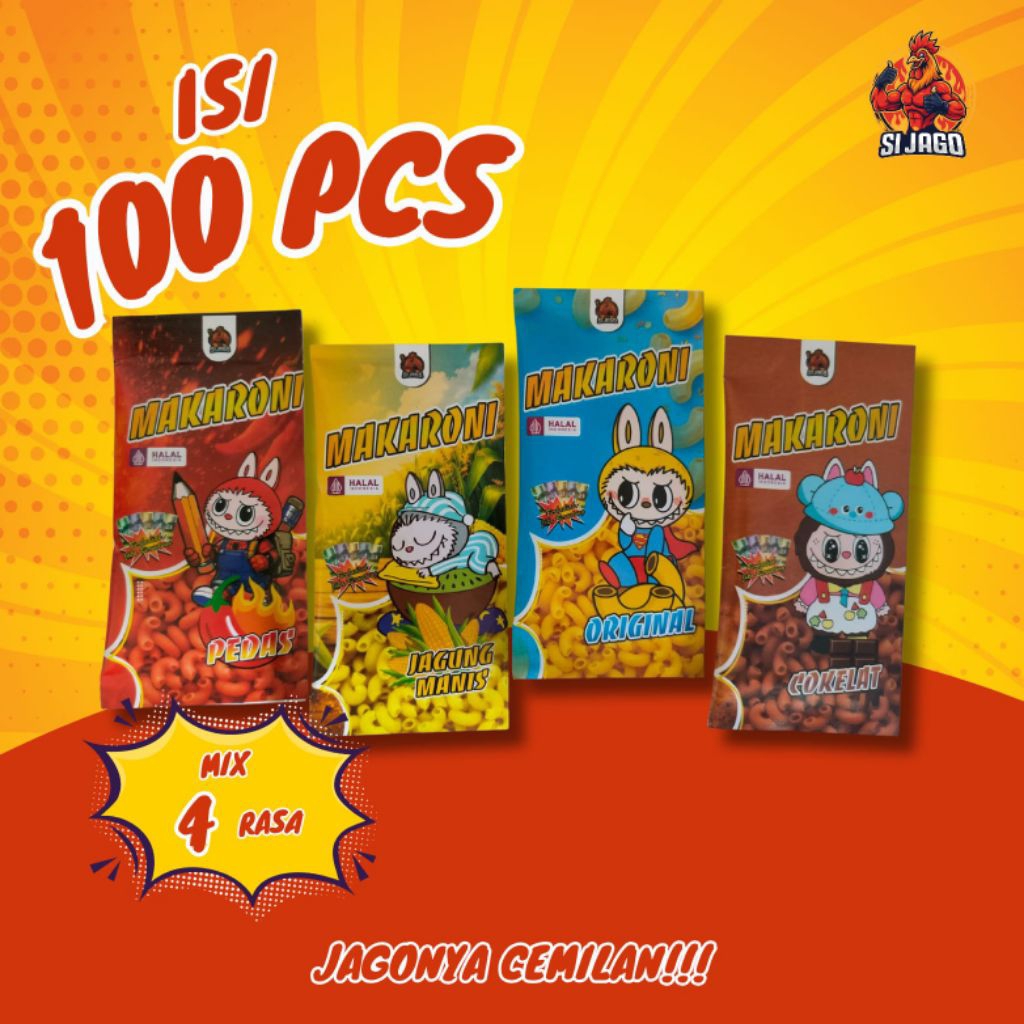 MAKARONI LABUBU VIRAL ISI 100 PCS VARIAN RASA BERHADIAH UANG TUNAI BY SIJAGO SNACK