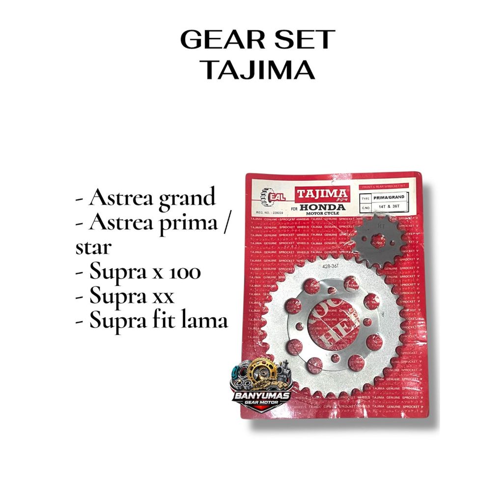 GEAR GIR SET DEPAN/BELAKANG 428-14/36T MODEL SSS GRAND/PRIMA/LEGENDA/IMPRESSA/ASTREA HIGH QUALITY