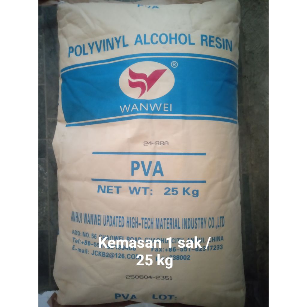 PVA polyvinyl alcohol kemasan 1 sak 25 kg