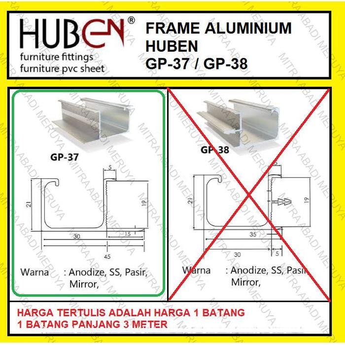 Profil Frame Handle Alumunium Aluminium HUBEN GP 37 GP37 GP-37