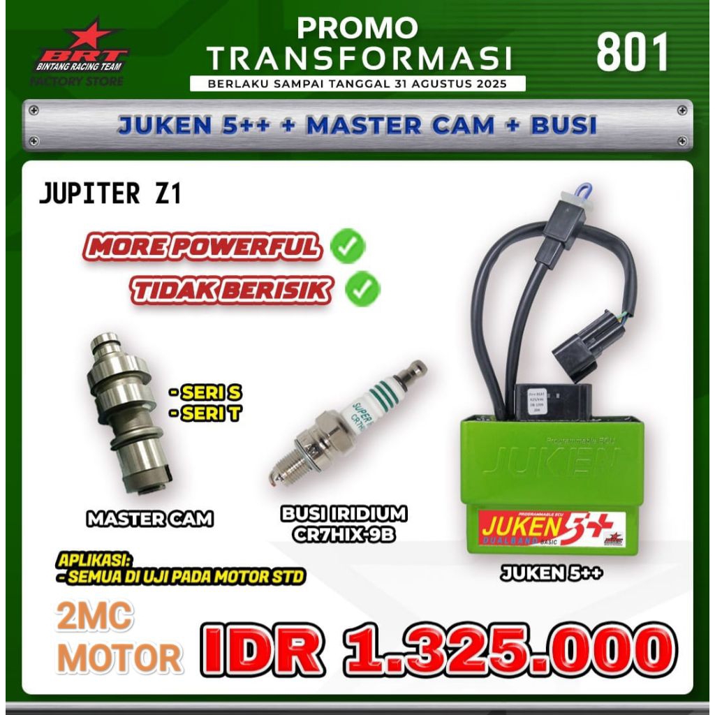 PAKET BRT JUPITER Z1 JUKEN 5 + Plus MASTER CAM NOKEN AS BUSI (BINTANG RACING TEAM BRT)