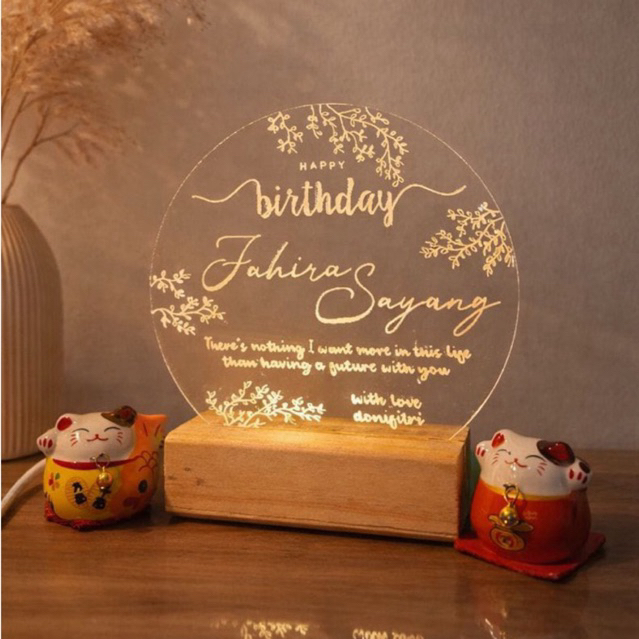 hand Lettering + Siluet In Frame edisi bulat rustic / Ucapan Selamat / Custom Nama / Custom Gambar w