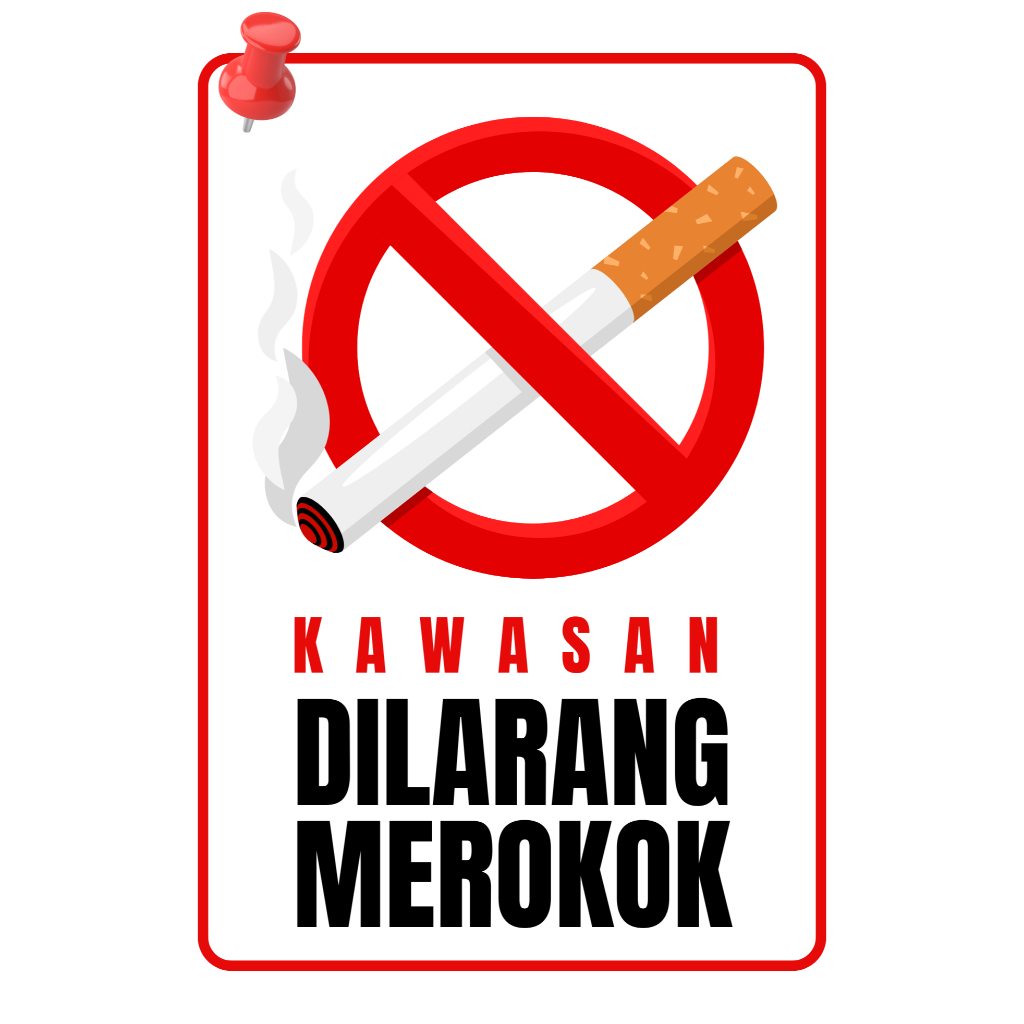 Stiker Vinyl Kawasan Dilarang Merokok  | Tanda Larangan Merokok | Waterproof & Tahan Lama
