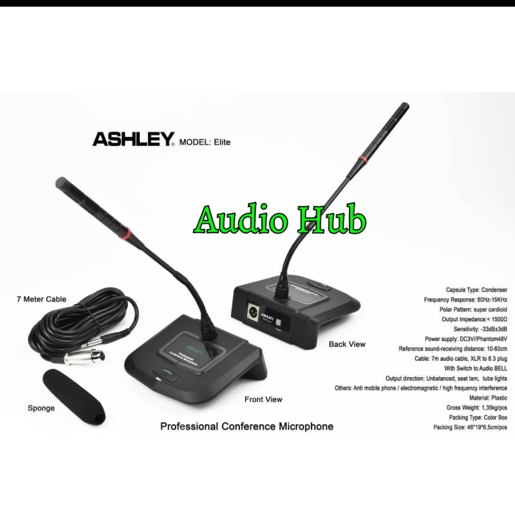Microphone ASHLEY Elite  Mic Condenser Meja  Original