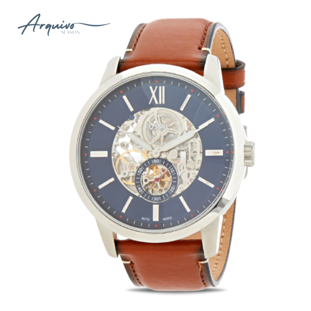 Jam Tangan Fossil Pria Townsman Automatic Kulit Casual Original ME3154