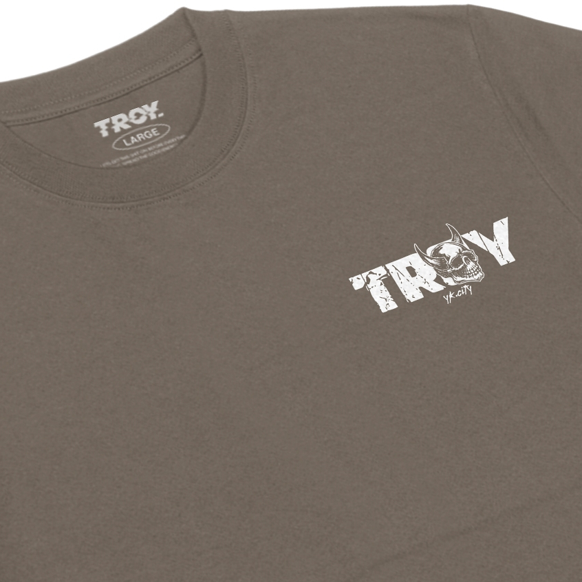 Troy Company Tshirt Maple Brown Horned Skull - Kaos Lengan Pendek Kaos Coklat Maple MTD 2976