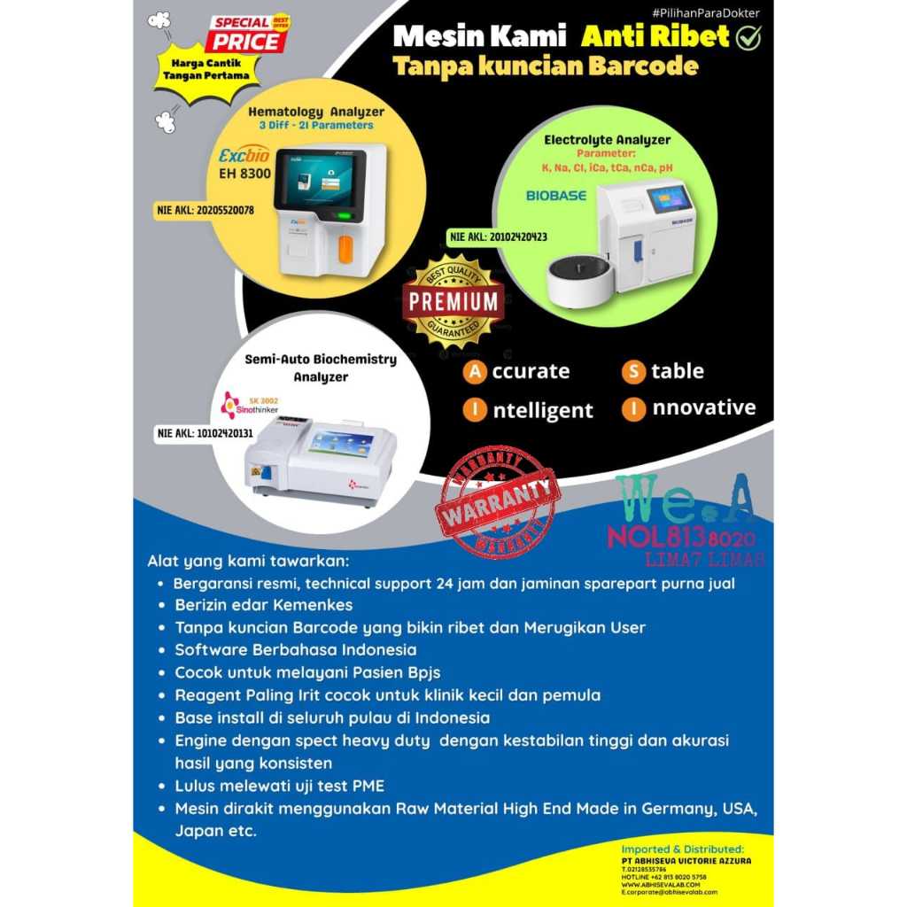 PAKET ALAT LABORATORIUM KLINIK PRATAMA LENGKAP