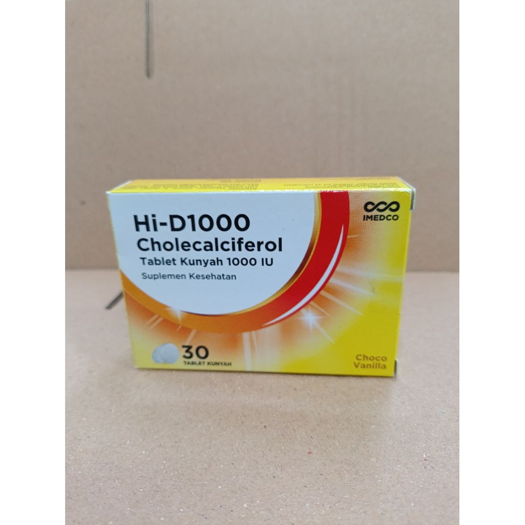 hi-d 1000iu tablet kunyah vitamin d3 1000iu box 30 tablet