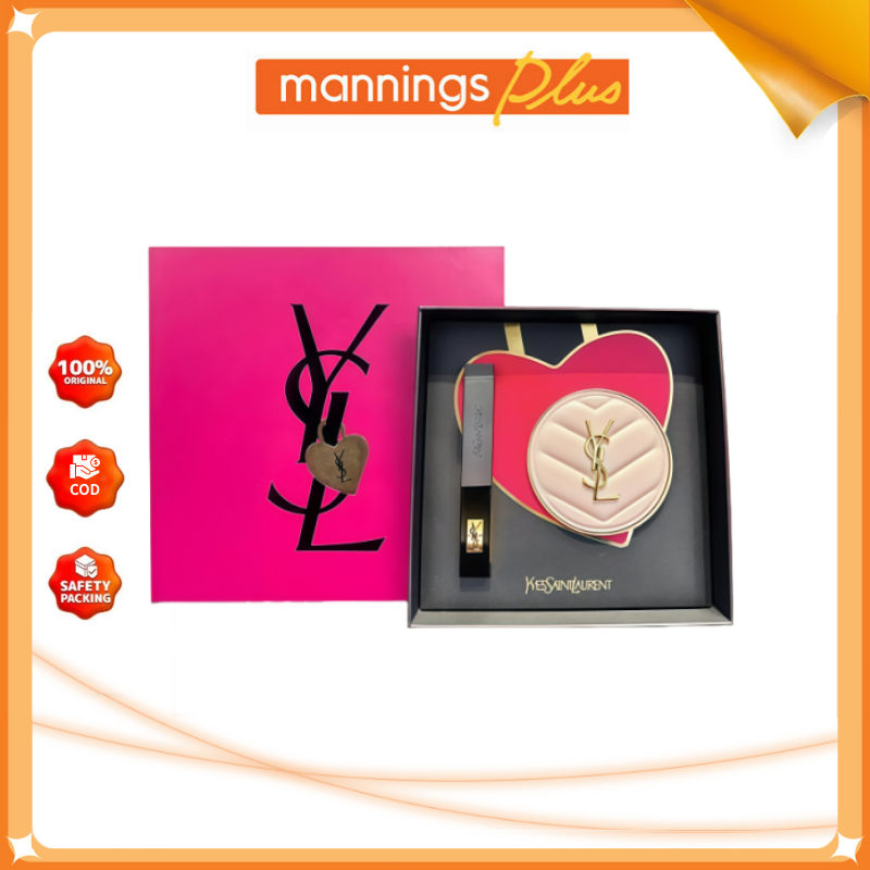 YSL Gift Set | YSL Cushion Pink Matte B10/B20 + ysl lip gloss#314 lipstick rouge makeup Kotak hadiah