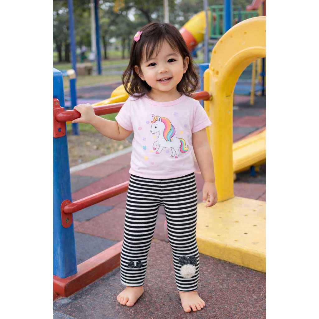 Celana Legging Anak Perempuan JR Salur Bear // Revo Fashion
