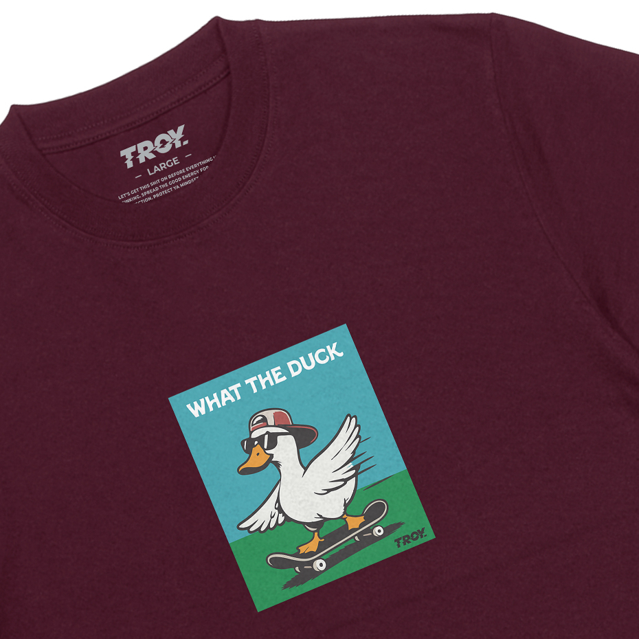 Troy Company Tshirt Maroon What The Duck - Kaos Lengan Pendek Kaos Merah Maroon MTD 2782