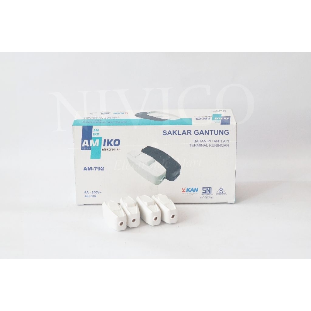 Saklar Gantung AM-792 Bahan PC Anti Api Terminal Kuningan 250V 6A Ideal untuk Rumah & Industri
