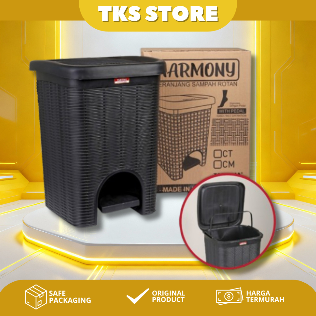 KERANJANG SAMPAH ROTAN HARMONY / TONG SAMPAH PLASTIK / TEMPAT SAMPAH PLASTIK / EMBER TONG SAMPAH