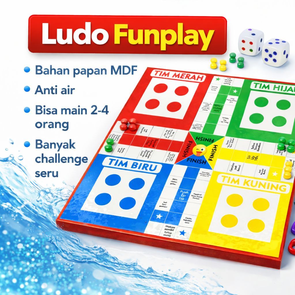 Permainan Ludo - Ludo Game Tongkrongan - Ludo kayu Mdf - Permainan Bestie - Ludo Bestie - Ludo Funpl