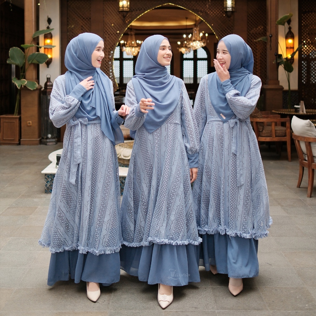 Zayra Hijab | Lovely - Dress Gamis Wanita Syari Brokat Kondangan Lebaran Jumbo Elegan Terbaru Lebara