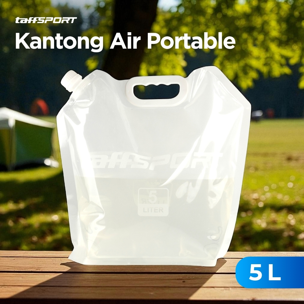TaffSPORT Kantong Air Minum Lipat 5L Portable Anti Bocor BPA Free Water Bag Camping Survival Darurat