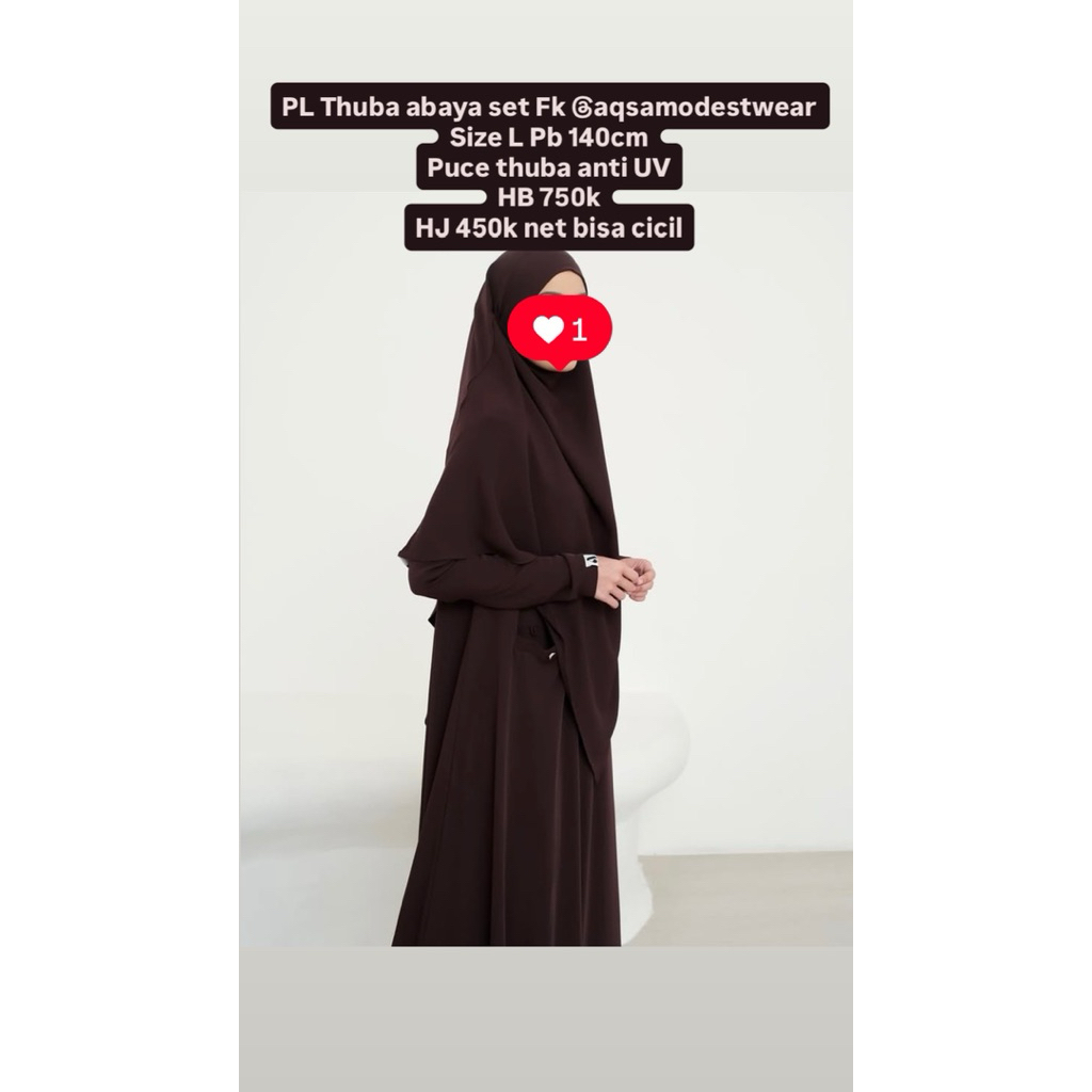 (Booked) Preloved thuba dress gamis abaya set Fk by aqsamodestwear