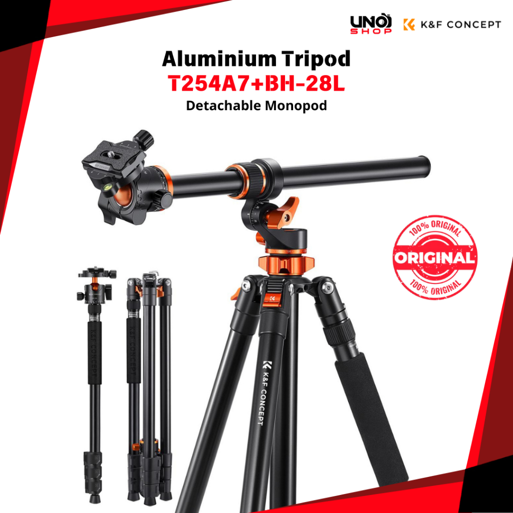 K&F Concept Tripod Kamera T254A7+BH-28L Aluminium Magnesium Alloy 2.3m Detachable Monopod