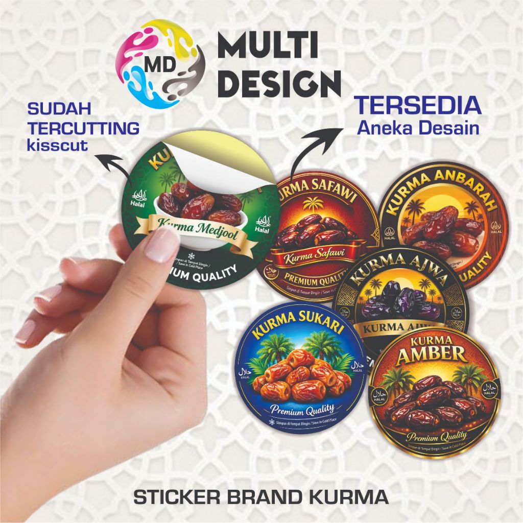 STIKER LABEL KURMA | Stiker Label brand Kurma Bulat | Sticker Kurma Bulat Aesthetic | Sticker Kurma 