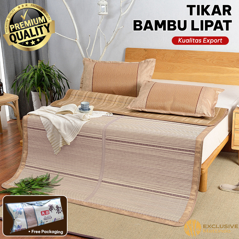 Tikar Bambu Motif Polos Tikar Tradisional Karpet Anti Alergi Matras Bambu Pelindung Kasur Tikar Bamb