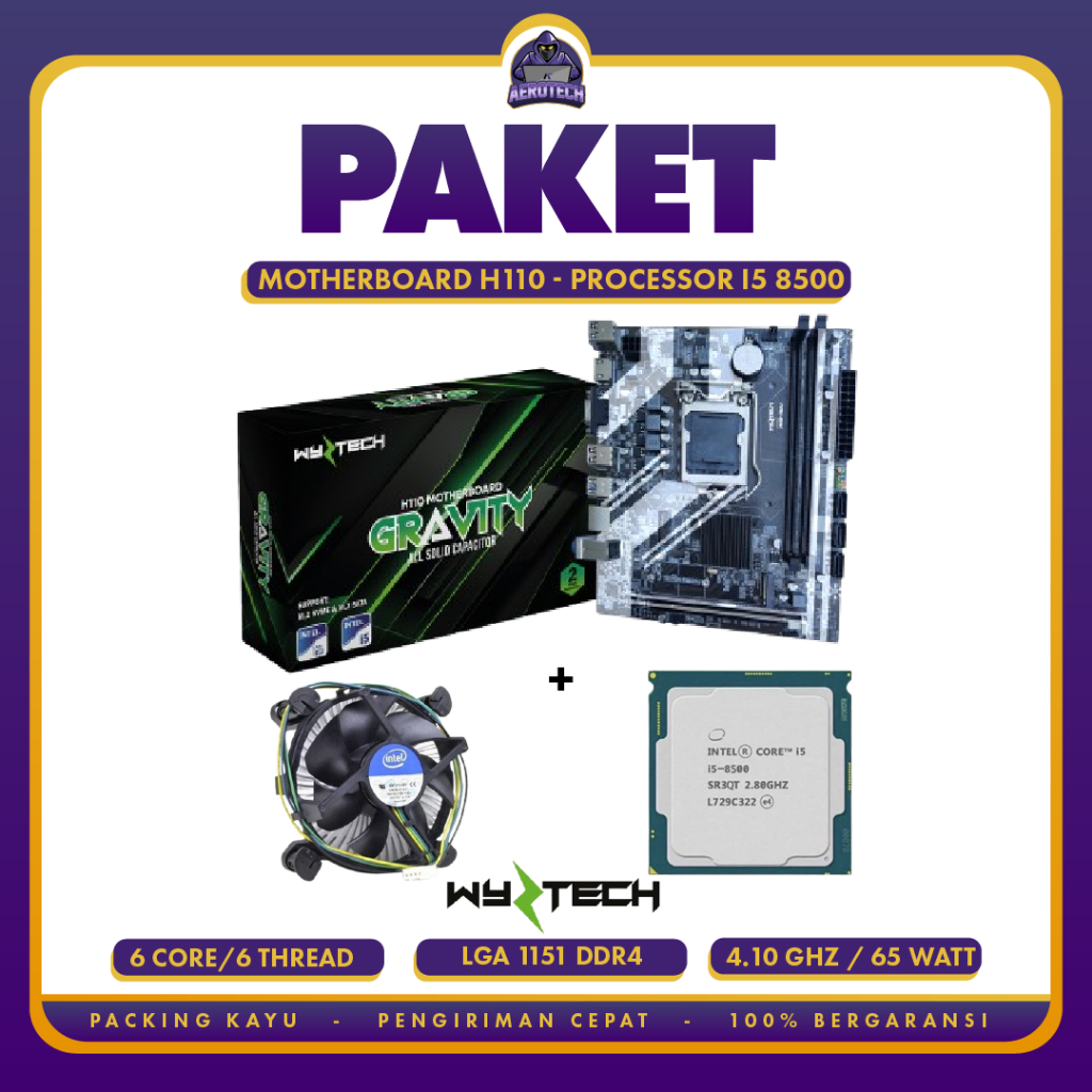 PAKET MOTHERBOARD H110 DAN PROCESSOR I5 8500 | I5 7500 | I5 6500 GARANSI 1 TAHUN