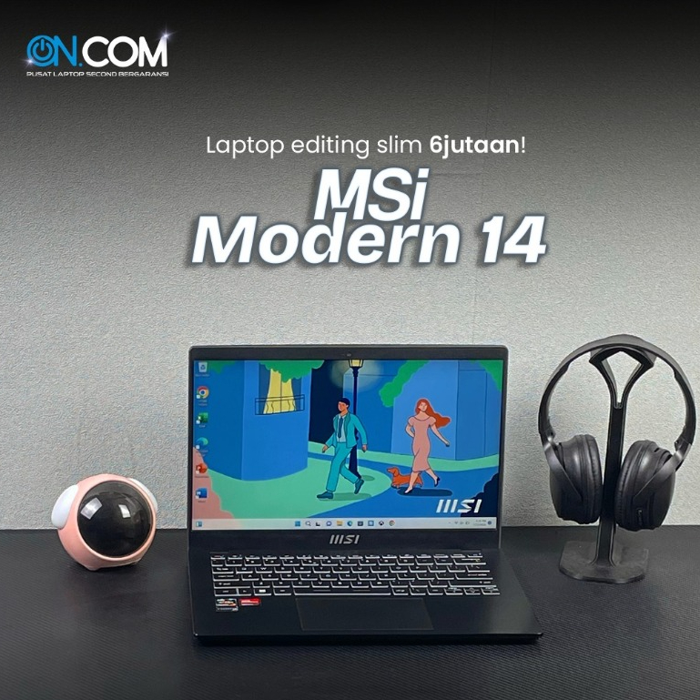 MSI Modern 14/AMD Ryzen 7 5825U/RAM 16 GB/SSD 512 GB/Garansi Toko 1 Bulan