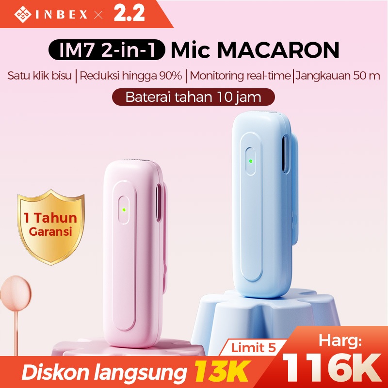 INBEX IM7 Mic Wireless Clip on Macaron Microphone TikTok YouTube Facebook Live Streaming