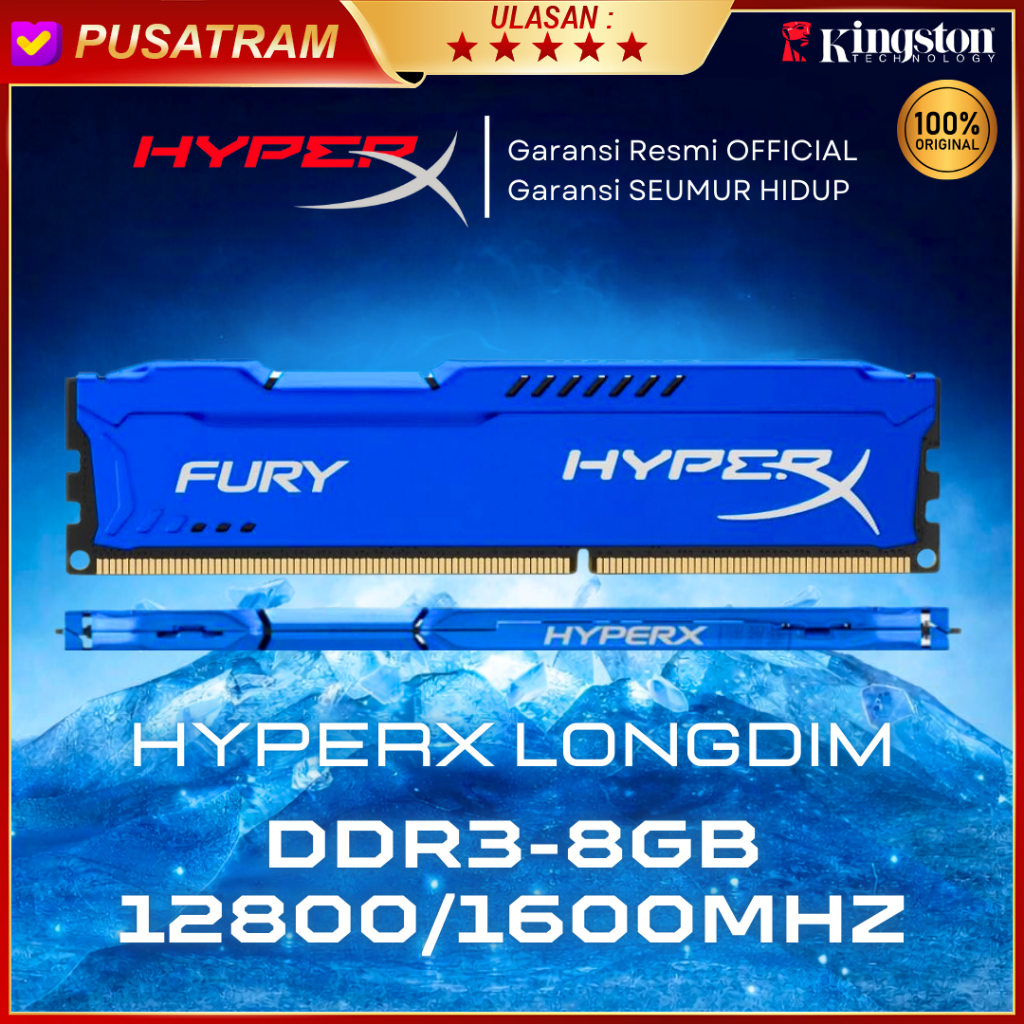 RAM KINGSTON HYPERX FURY GAMING DDR3 8GB 1600MHz 12800 RAM PC DDR3 8GB