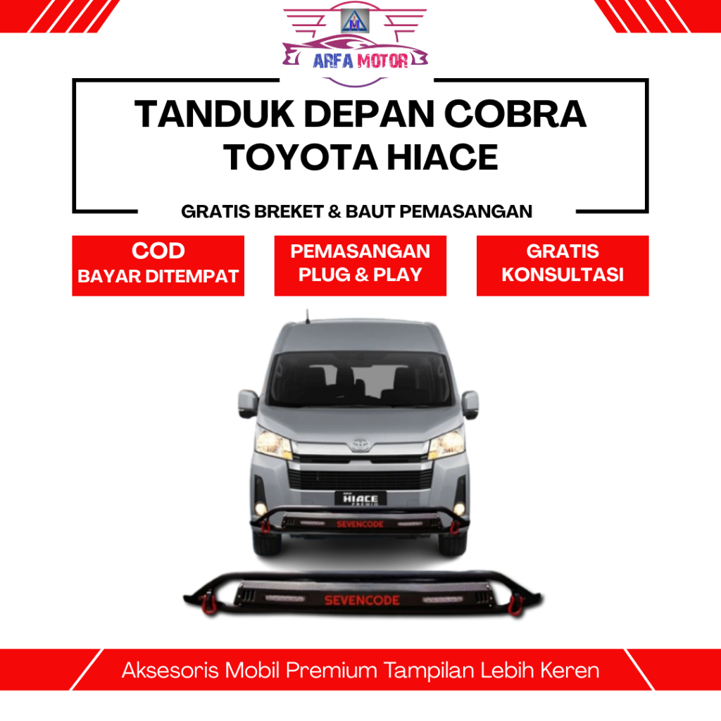 Tanduk Depan Hiace model Cobra Besi Sevencode Bumper Depan Hiace Model Cobra Besi Sevencode
