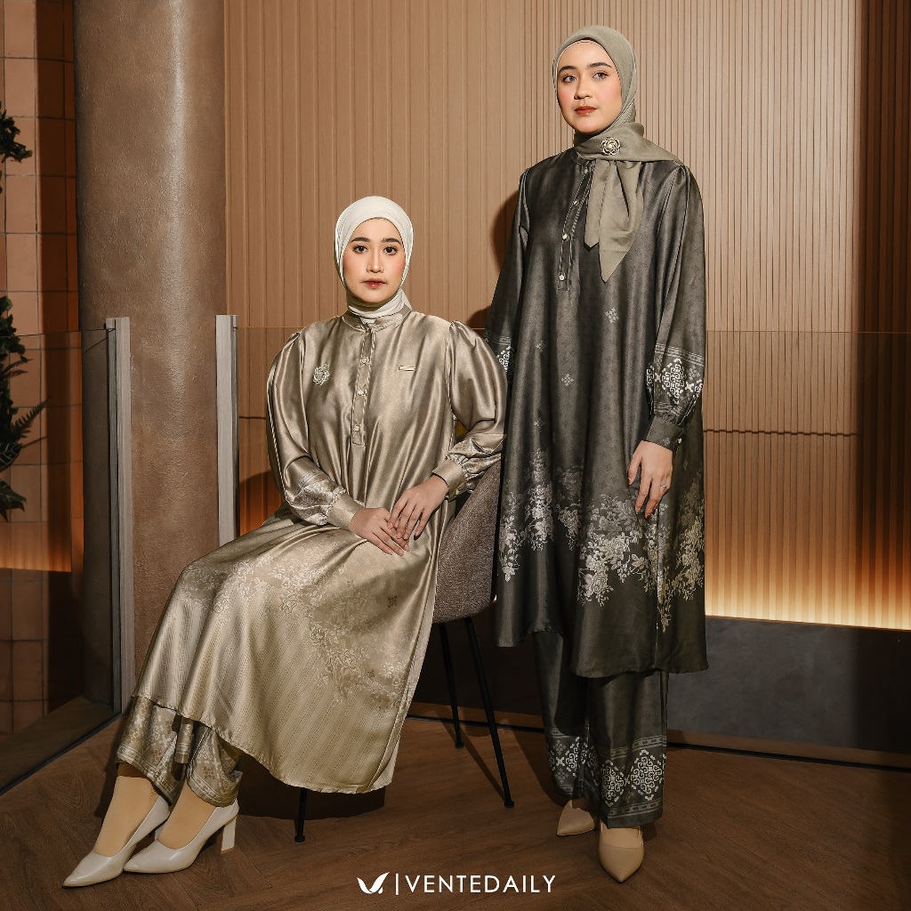 Ventedaily - Alina One Set Long Tunik Jumbo Kekinian Setelan Wanita Terbaru Kondangan Hajatan Daily