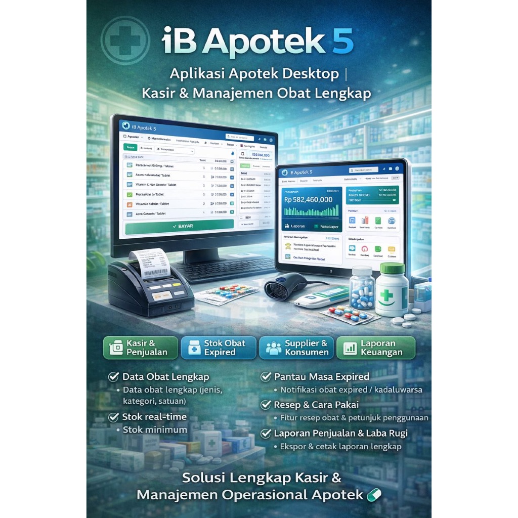 iB Apotek 5 – Aplikasi Apotek Desktop: Kasir & Manajemen Obat Lengkap