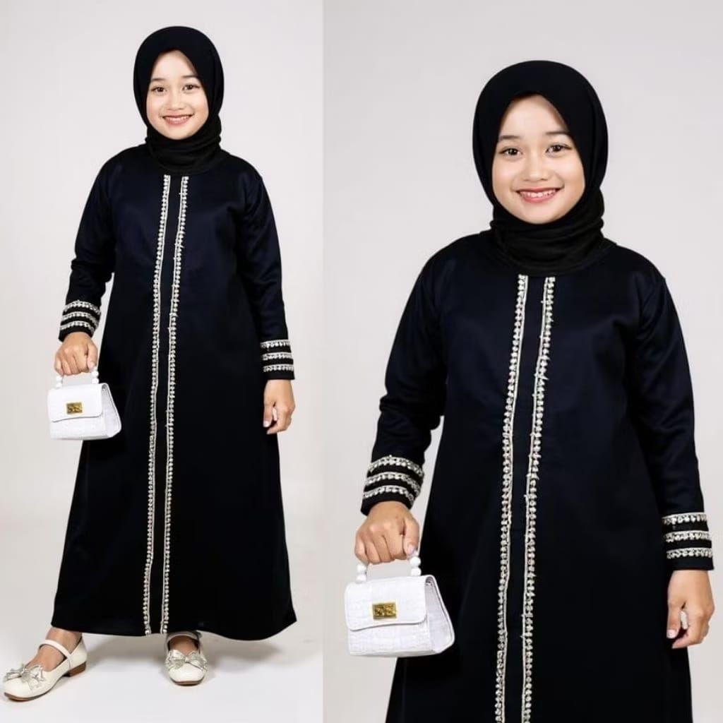 Gamis Abaya anak hitam polos cewek baju arab