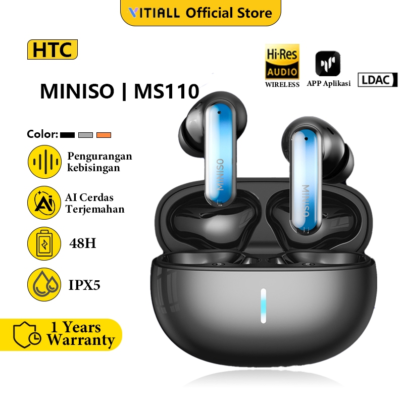 MINISO MS110 Bluetooth Earphone Wireless Headset Bluetooth 6.0 APP DIY Breathing Light Custom RGB LE