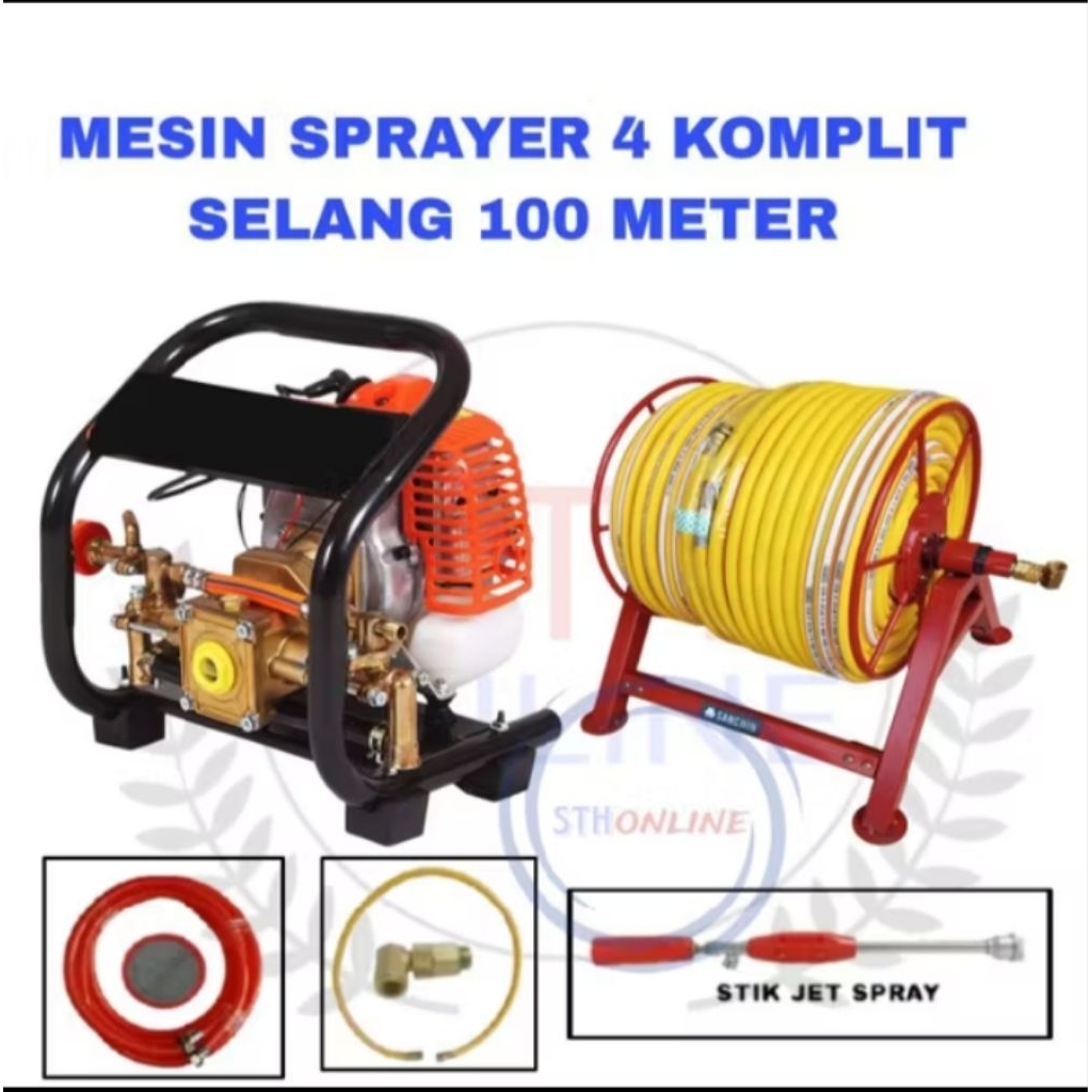 Mesin sprayer portable 4 tak komplit selang sprayer dan stik