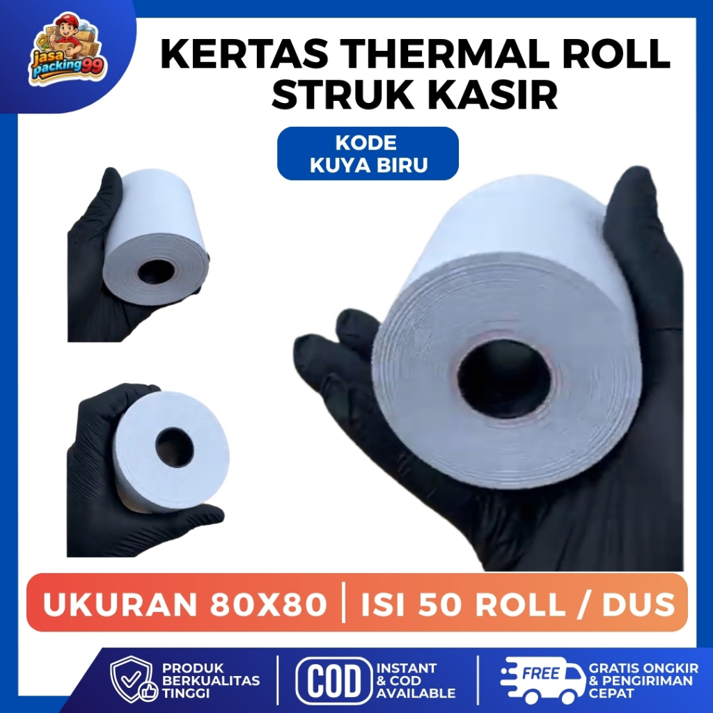 KUYA BIRU Thermal Struk Kasir 80X80 mm Kualitas Premium