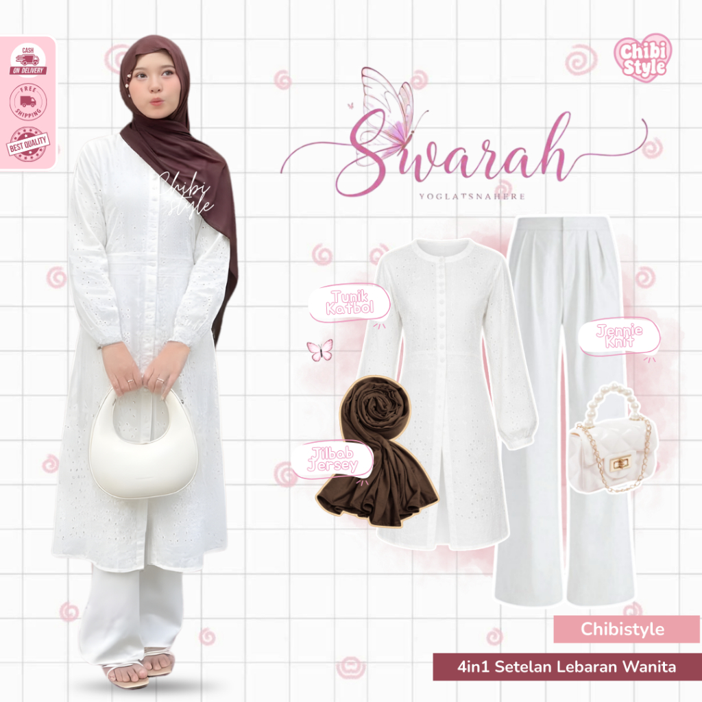 Aira One Set Kondangan Outfit Hijab Style ( Tas + Jilbab + Tunik Katbol + Celana ) Lebaran - CS 113