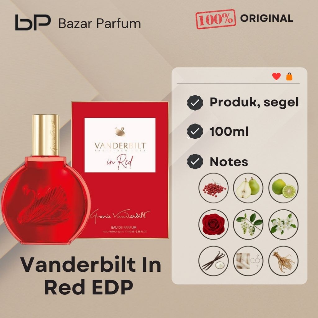 Parfum Wanita Vanderbilt In Red by Gloria Vanderbilt EDP for Women Original