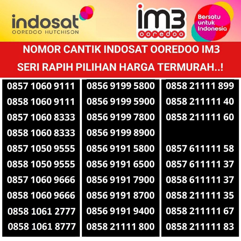 PROMO OBRAL SPESIAL IM3 Kartu Perdana Indosat Ooreedo Nomer Cantik 5G /4G