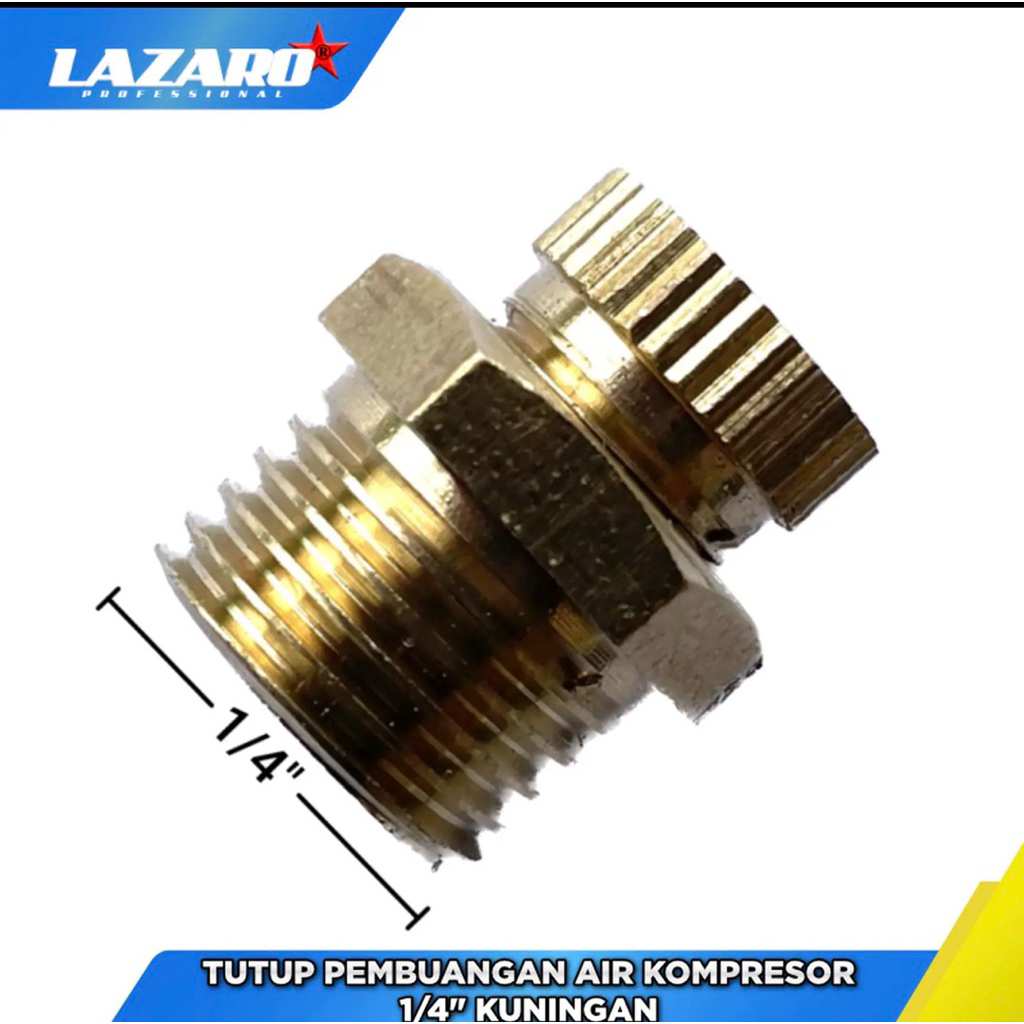 LAZARO baut tutup nepel pembuangan air tabung kompresor kuningan
