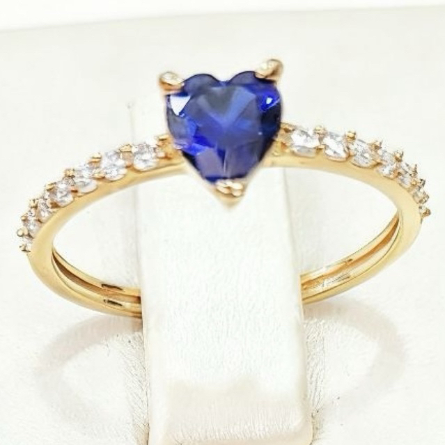 Cincin Emas Asli Permata Biru Gold 8k