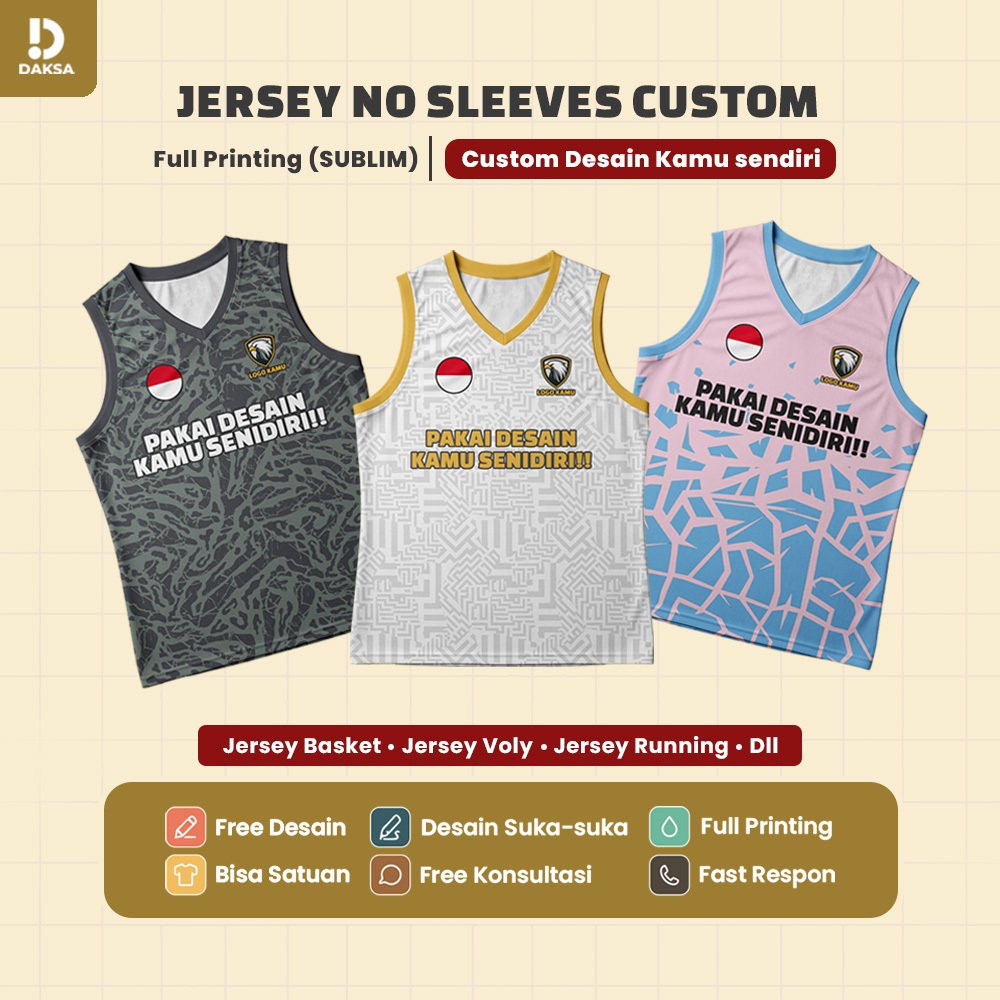 Jersey Basket Custom Full Printing – Kaos Voli Desain Sendiri untuk, Baju Running, Jersey Voli, Baju