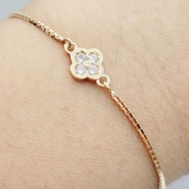 Gelang Emas Asli clover serut Gold 8k