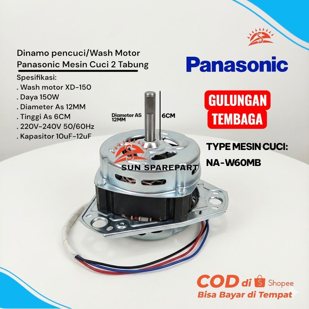 Dinamo pencuci panasonic Diameter As 12MM Gulungan Tembaga/Dinamo Wash Panasonic NA-W60MB