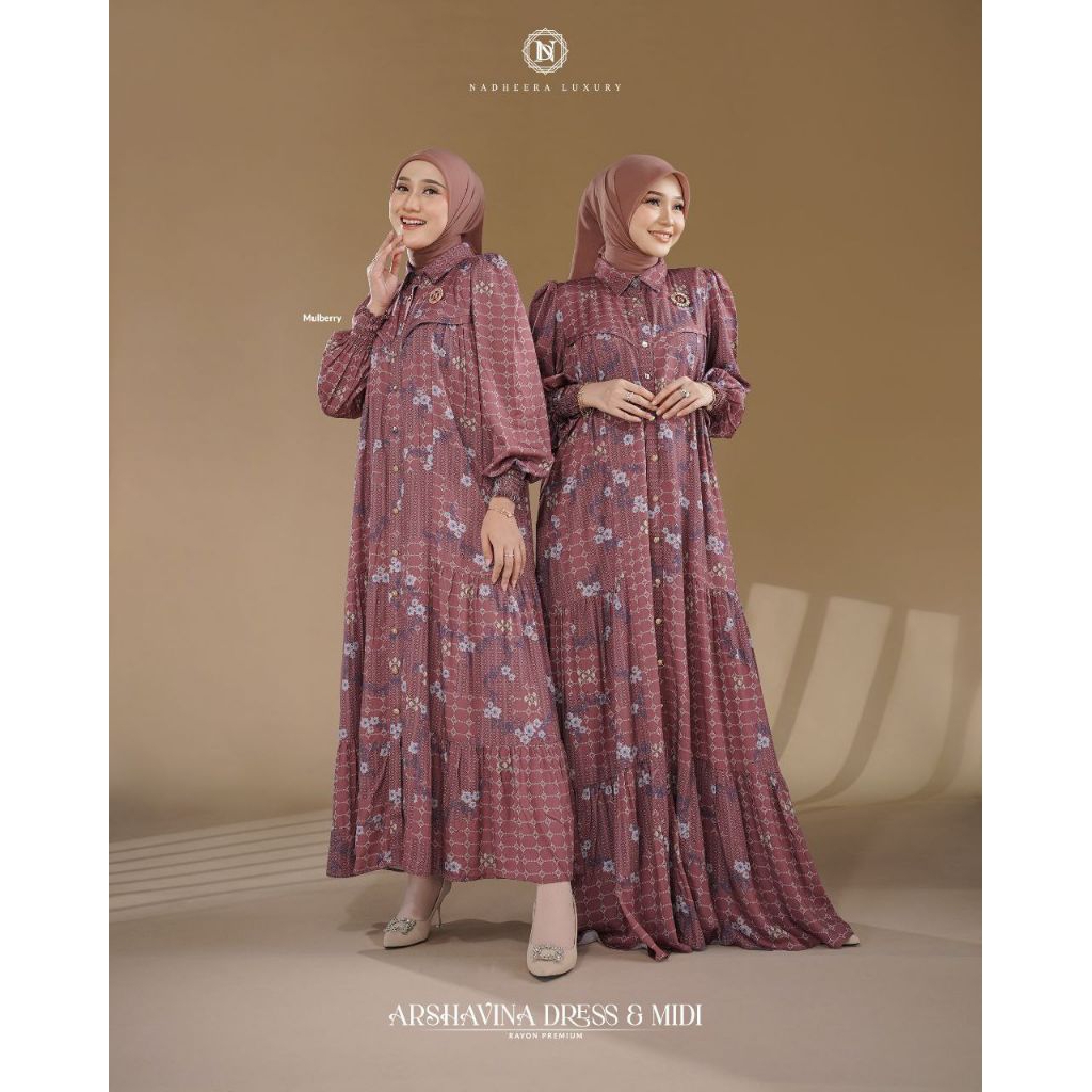 ARSHAVINA DRESS & MIDI SERIES TERBARU NADHEERA LUXURY•GAMIS LEBARAN KONDANGAN NADIRA•BISA COD